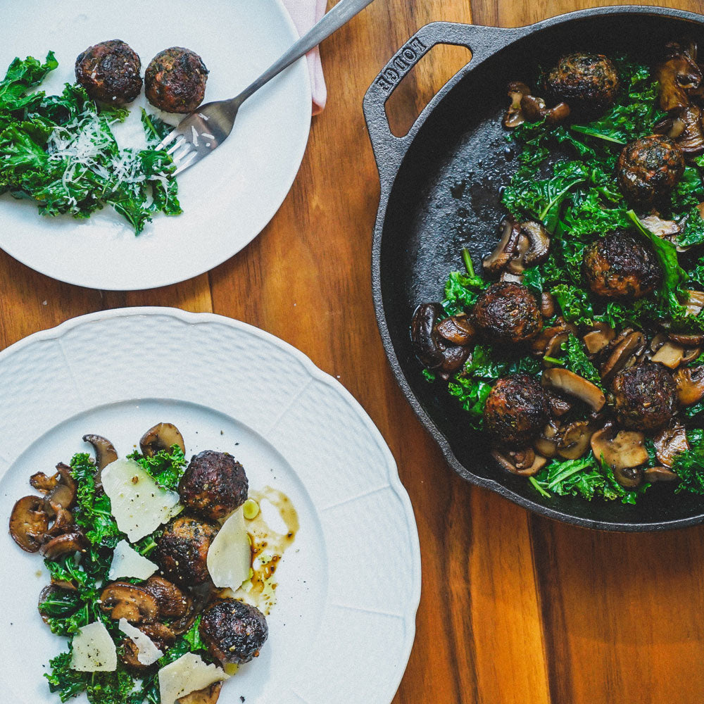 Pork Meatballs with Kale