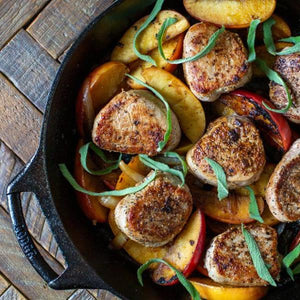 Skillet Seared Pork Medallions with Apples and Bourbon