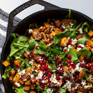 Roasted Butternut Squash and Goat Cheese Salad with Pomegranate Vinaigrette